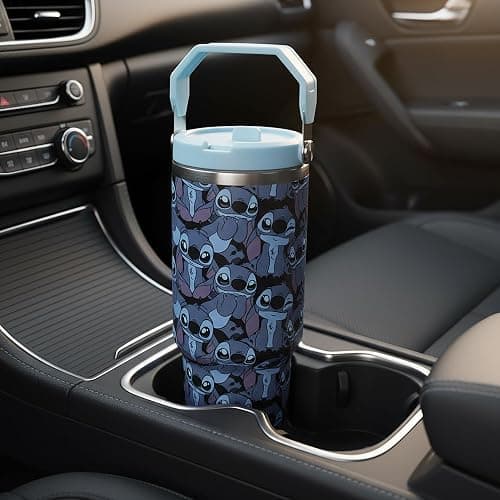 Disney Stitch All-Over Print Blue 40 Oz Stainless Steel Tumbler With Handle thumbnail 2