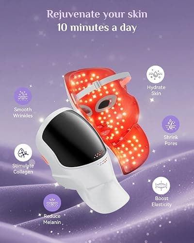 FOLOKE Red Light Therapy Mask for Face & Neck, LED Face Light Therapy,USB C Rechargeable,Infrared Mask for Home Working Travel Yoga thumbnail 7