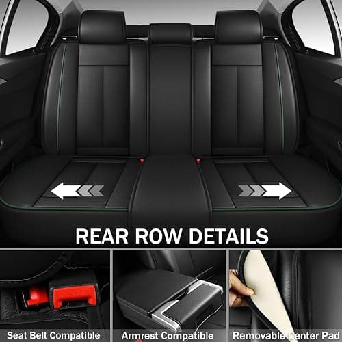 AutoSeatCovers Seat Covers for 95% of Subaru 2000-2024 Full Set/Black-Green | Premium Faux Leather Seat Cover Breathable Waterproof Sports Drive in Style,Easy to Install Seat Covers thumbnail 6
