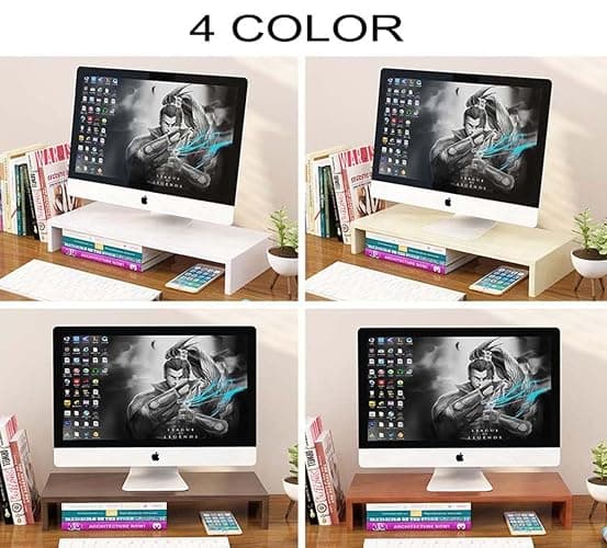 Wbeian Wood Monitor Stand Riser for Computer, Laptop Notebook, Printer Riser, iMac, PC, Ergonomic Home Office Desk Monitor Stand 19.6 Inch thumbnail 4