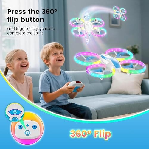 Mini Drone for Kids and Beginners with Fancy LED & Altitude Hold,Birthday Gift for Boys Girls,RC Drone with Propeller Protection,360°Flips,3 Speed Mode,Indoor Outdoor Mini Quadcopter Toy thumbnail 4