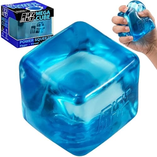 Premium MEGA Cube β Oversized Heavy-Duty Squishy Fidget Toy for Big Hands & Adults, Ultra-Firm Gel for Stress Relief & Sensory Focus, Lab & CPC/ASTM Certified (Blue) - Image 1
