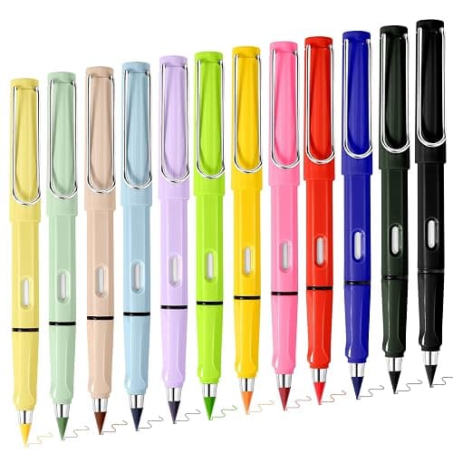 Palksky Forever Colored Pencils 12 Count, Infinity Pencil Coloring Metal Pencils, Everlasting with Eraser, Color Set, Eternal Pencil/ Inkless Lapiz Infinito/ No Sharpen Black Palksky-804 - Image 1