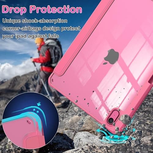 OKP Case for iPad 11th Generation 11-inch (A16) 2025, for 10.9'' iPad 10th Gen 2022, Slim Lightweight i Pad 11/10 th Gen Protective Cover with Trifold Stand, Auto Wake/Sleep, Clear PC Back Shell, Pink thumbnail 5