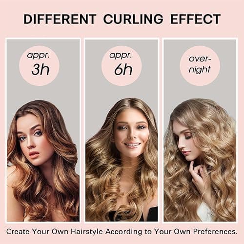 3Sets/6PCS Ariuvor New Satin Heatless Hair Curler,Hair Rollers for Heatless Curls with Hair Caps,Soft Heatless Curling Rod Headband for Long Hair,No Heat Curling to Sleep in Overnight (pink) thumbnail 6