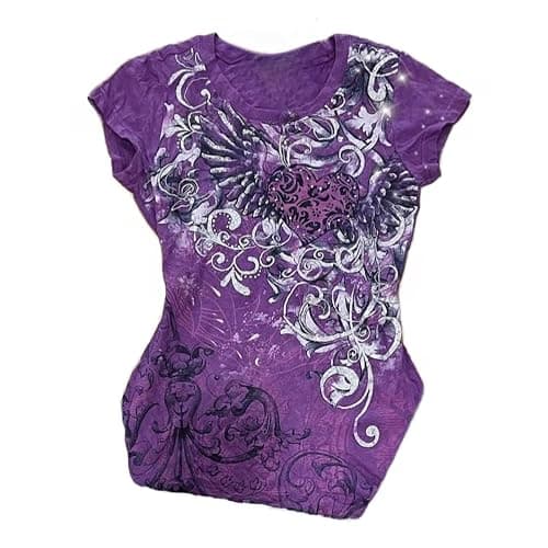Emo Grunge Shirts Y2k Goth Short Sleeve Tops 2000s Harajuku Fashion Mcbling Vintage Graphic Streetwear Women Tops - Image 1
