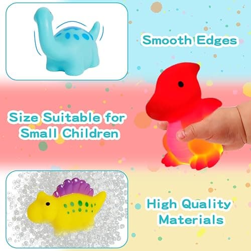 Jiosdo Baby Bath Toys, 6 PCS LED Kids Sensory Toys, Liquid Sensor Light Up Dinosaur for Autism thumbnail 5