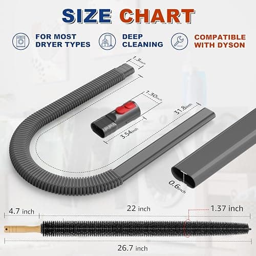 Sealegend Dryer Vacuum Hose Attachment Dryer Vent Cleaner Kit Lint Brush | Compatible with Dyson V7 V8 V10 V11 V15 V15s Gen5 Cordless Vacuum,Dryer Lint Vacuum Attachment, Flexible Lint Remover Brush thumbnail 2