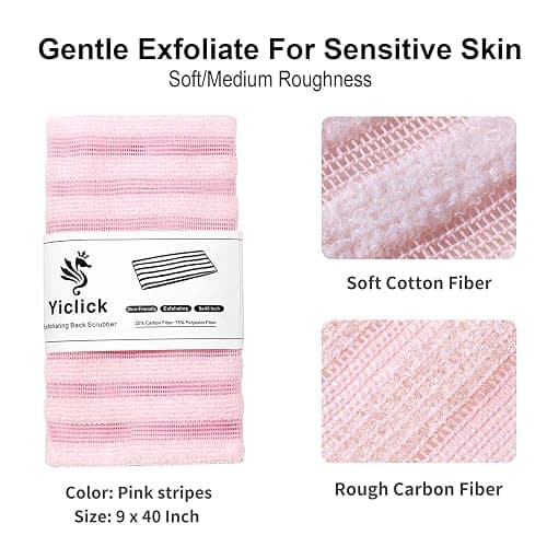 Yiclick Exfoliating Washcloth Towel - Exfoliating Body Scrubber, Loofah Wash Sponge - Korean & Japanse & African Washcloth - Soft + Rough Exfoliating Back Scrubber - for Senstive and Rough Skin thumbnail 3