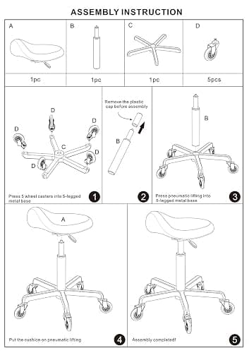 FRNIAMC Professional Saddle Stool with Wheels Ergonomic Swivel Rolling Height Adjustable for Clinic Dentist Beauty Salon Tattoo Home Office (Black) thumbnail 6