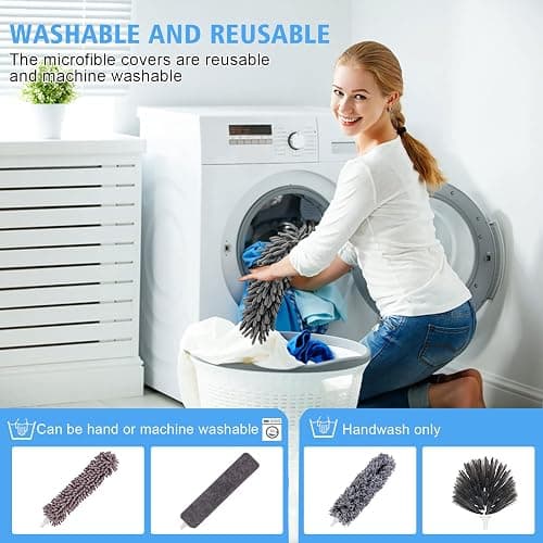 Tiumso Microfiber Feather Duster 5-in-1 Kit, Dusters for Cleaning, Duster with Extension Pole 100 Inches, Cobweb Duster, Microfiber Dusters for High Ceilings and Fans, Blinds, Cars and Furniture thumbnail 5