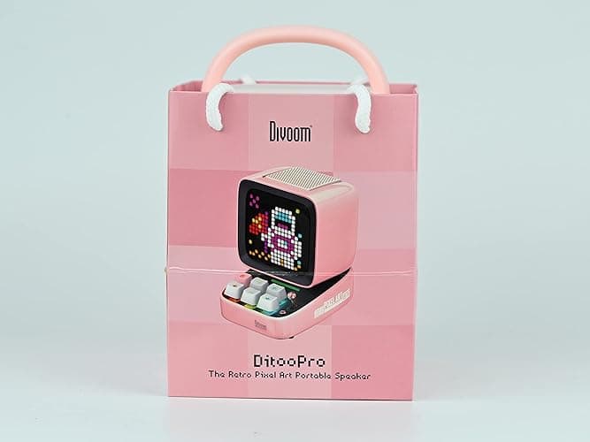 Divoom Ditoo Retro Pixel Art Game Bluetooth Speaker with 16X16 LED App Controlled Front Screen (Pink) - Pink thumbnail 10