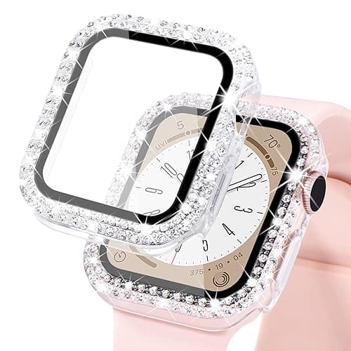 KADES Compatible for Bling Apple Watch Protective Case with Built-in Screen Protector for Apple Watch 41mm Series 9 Series 8 Series 7 (41mm, Clear) - Clear - 41mm (Series 9/8/7)
