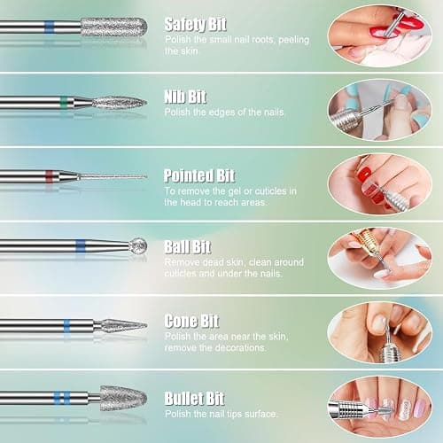 Depvko 13PCS Nagelfräser Aufsätze Bits Set, 3/32" Professionelle Bits für Nagelfräser Nail Tech, Hartmetall Diamant Keramik Efile Nagel Bits mit Bürste, Nagelhautentferner Bits für Acryl Gel Maniküre thumbnail 3
