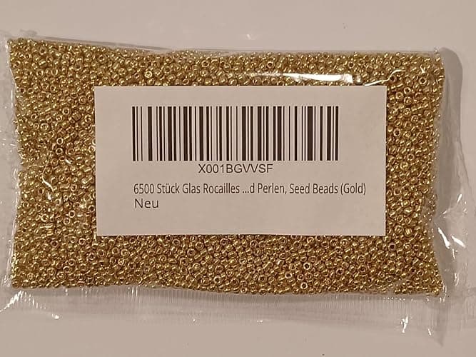 Perlin Glass Seed Beads 2mm 11/0 Round Mini Small Pony Beads 6500pcs for Jewelry Making Earrings Bracelets Pendants Waist DIY Handmade Metallic Color Kit (Gold) thumbnail 6