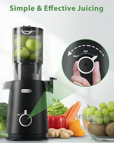 ECOSELF Juicer Machines - Wide Mouth Feed Chute with Self Feeding Hands-Free Design - Cold Press Juicer for Vegetables and Fruits - Juice Extractor Machine High Juice Yield - With Brush thumbnail 7