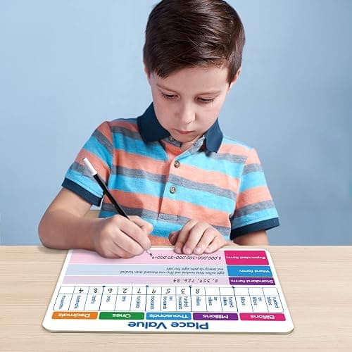 Dry Erase Place Value Whiteboard,9" x 12" Double Sided Dry Erase Boards for Kids for Teaching Place Values from Billions to Decimal Numbers,Math Manipulatives White Board for Students thumbnail 6