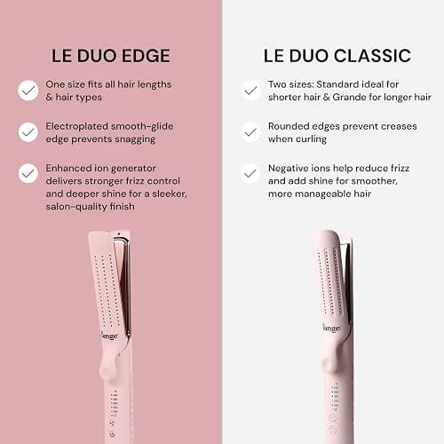 L'ANGE HAIR Le Duo Edge 360° Airflow Titanium Styler Blush | 2-in-1 Flat Iron Straightener & Curling Iron | 1” Wide Titanium Plates with Rounded Corners & Softly Beveled Edges (Blush) thumbnail 4