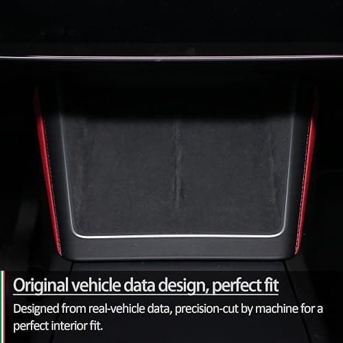 Sides of The Wireless Phone Charger Sticker for Alcantara Tesla New Model 3 2024-2026 New Model Y 2025-2026 Interior Italian Suede Red Upgrade Trim Cover thumbnail 3