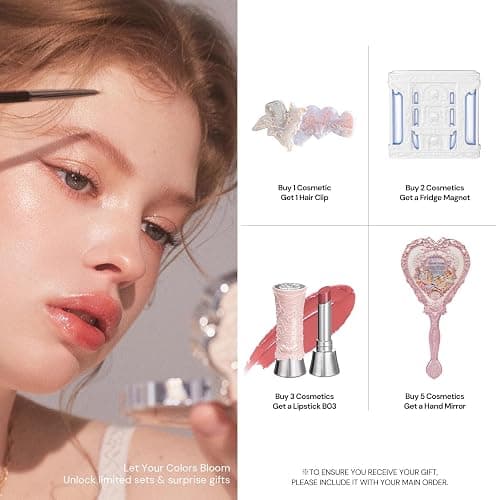 Flower Knows Butterfly Cloud Collar Rouge Box Highlighting & Blush Duo Powder,Nude+Peach Matte Finish Blush & Highlighter Palette,Buildable & Blendable Makeup for cheeks(01 Rouge Snow) thumbnail 2