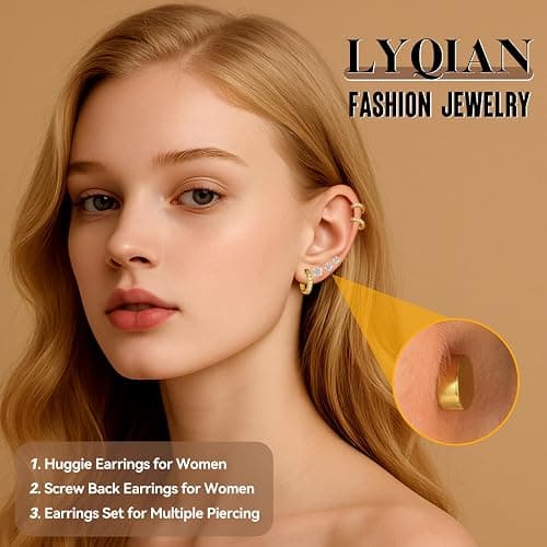 5 Pairs Tiny Huggie Hoop Earrings for Women, Lightweight Mini CZ/Cubic Zirconia Hoops Set for Women's Cartilage Helix Lobe Ear Piercings Small Hoop Earrings 5/6/7/8/9mm thumbnail 3