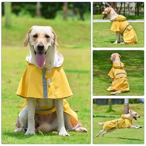 KOOGAL Pet Large Dog Raincoat Apparel Poncho Waterproof for Medium Large Sized for Dog Raincoat Clothes (Yellow, 6XL) thumbnail 3