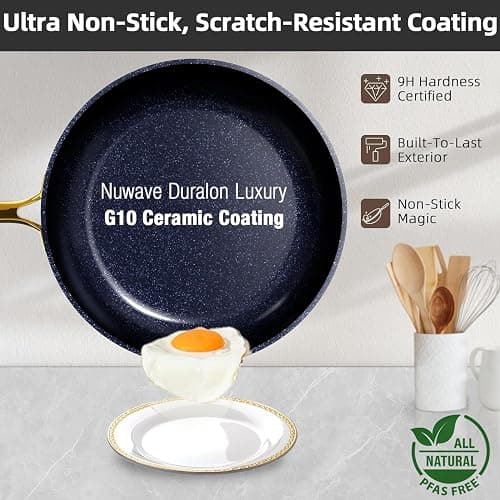 Nuwave Lux 13pc Forged Lightweight Cookware Set PFAS Free, Healthy G10 Duralon Ceramic Coating, Ultra Non-Stick, Stay-Cool Handles, Works on All Cooktops & Induction Ready thumbnail 2