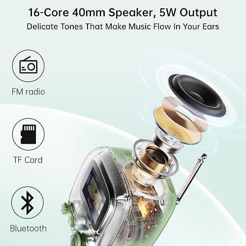 Divoom Tiivoo-2 Portable Bluetooth Speaker with FM Radio,Pixel Art Retro Mini Small Cute Wireless Speaker,Vintage Decor Suitable for Party Office Desk Home Bedroom Kitchen,Gifts for Women Men,Green thumbnail 3