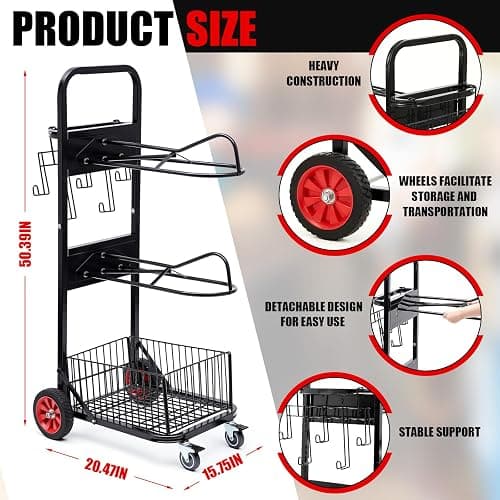 DaisyInner Rolling Saddle Cart with Wheel, Saddle Rack Dolly Heavy Duty Horse Equipment Cart Foldable Horse Tack for Storage Moving Organize Transport Supplies (Upgrade 4 Wheels) thumbnail 2