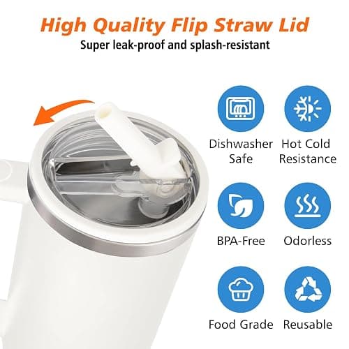 BLACKYEW 40 oz Tumbler Flip Straw Lid for Stanley Cup Accessories, 2 Pack Leak Proof Stanley Lid Replacement 40 oz for Stanley Quencher thumbnail 2