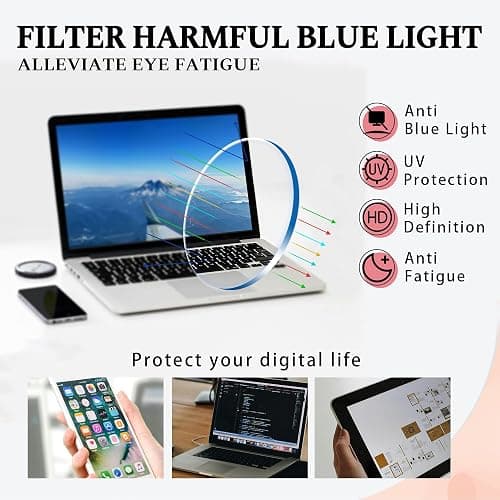 JFXQDR Oversized Blue Light Blocking Glasses for Women and Men, Square Frame Computer Gaming Glasses Anti Glare & UV RF6215 thumbnail 6