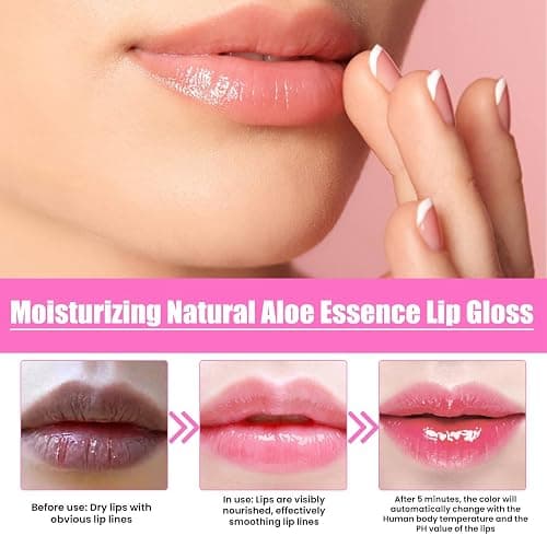 7PCS Lip Oil Set,Hydrating Magic Colour Changing Lip Balm & Long Lasting Lip Gloss Kit,Clear Tinted Lipstick & Lip Care Multipack for Women,Colour Changing Lipstick,Non-Sticky Gloss,Fruit-Flavored thumbnail 4