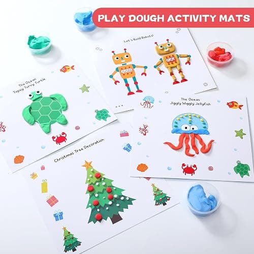 Hoolerry 8 Pieces Play Dough Activity Mats Play Mats for Clay or Dough Play Dough Clay Mats Accessories for Family thumbnail 3