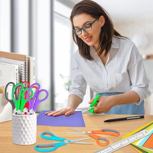 30 Pack Scissors Bulk, 8 Inch Sharp Scissors All Purpose for Office School Classroom, Shear Fabric Sewing Craft Cutting Paper for Adults Teachers Students, School Supplies for Right/Left Handles thumbnail 2