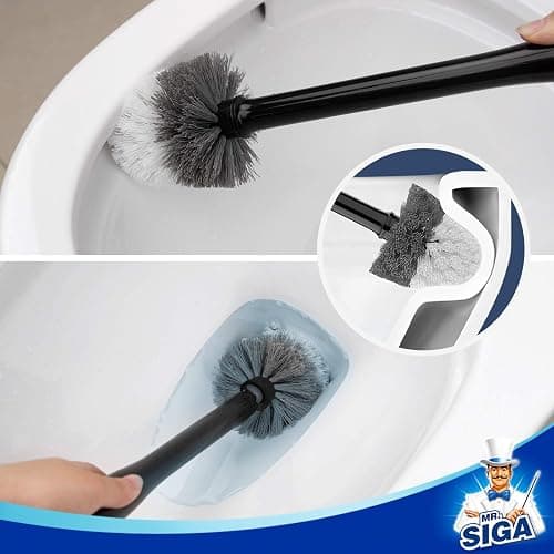 MR.SIGA Toilet Bowl Brush and Holder, Premium Quality, with Solid Handle and Durable Bristles for Bathroom Cleaning, Black, 1 Pack thumbnail 5