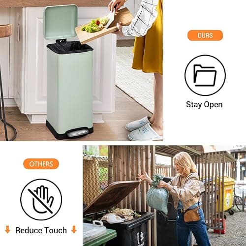 CuisinAid 8 Gallon/30Liter Trash Can, Kitchen Garbage Cans, with Soft-Close Lid, Fingerprint Resistant, Removable Inner Bucket, Foot Pedal, for Home Office Bathroom, Green thumbnail 5