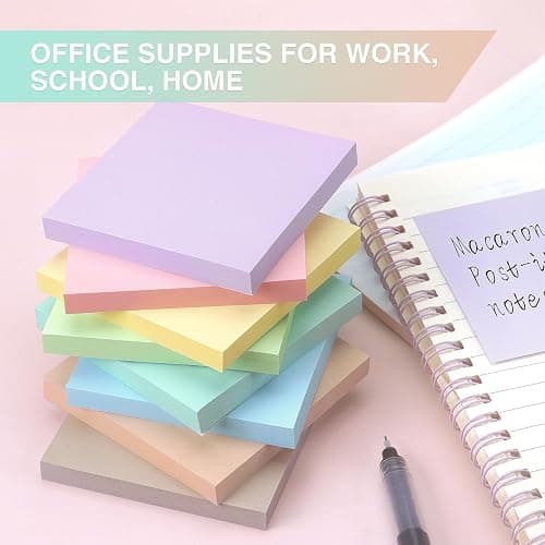 Sticky Notes 3x3inch, 8 Pads Self-Stick Notes, 8 Pastel Multi Colors with Gray Note Pads, Suitable for School, Home, Office, 80 Sheets/Pad thumbnail 6