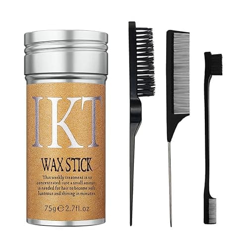 PasaRose Hair Wax Stick, Slick Back Styling Set for Puffs and Wigs - 4 Combs: Edge Brush, Rat Tail for Separation, Loose Hair Brush, Non-Greasy Finish for Styling - Image 1