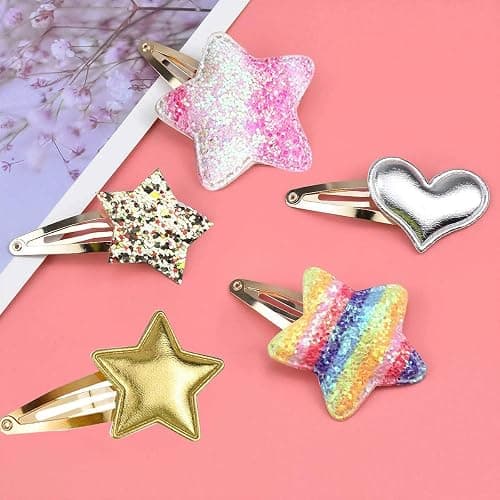 8 Pairs/16 Pack Hair Clips for Girls, Gingbiss Butterfly Metal Snap Hair Clips, Cute Girls Barrettes Heart Shaped Hair Clips Accessories for Kids thumbnail 3