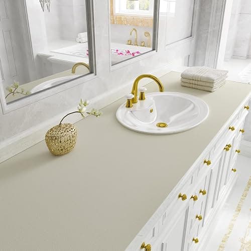 VEELIKE Selbstklebende Tapete Beige 60cm x 900cm Möbelfolie Matt Klebefolie Beige Möbel Küche Wasserfest Wandtapete Wohnzimmer Badezimmermöbel Tischdeko Vintage Schrankaufkleber Vinyltapete Tür Deko thumbnail 8