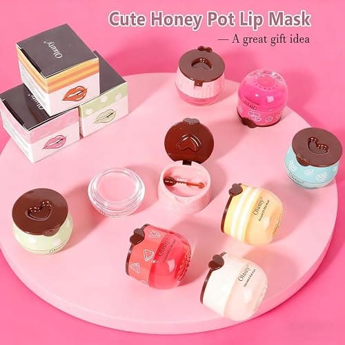 10 PCS Bee Lip Balm Honey Pot, Honey Lip Balm Bulk, Moisturising Sleep Lip Mask Overnight with Sticks, Reduce Lip Lines, Exfoliating Prevention Dry and Crack Lip Scrubs thumbnail 8