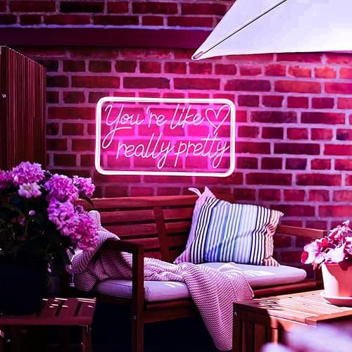 You're Like Really Pretty Neon Signs for Wall Decor, LED Neon Sign Aesthetic Room Decor for Teen Girls Neon Lights Signs for Bedroom, Salon, Wedding Party Pink Neon Name Sign - Rectangle Pink thumbnail 3
