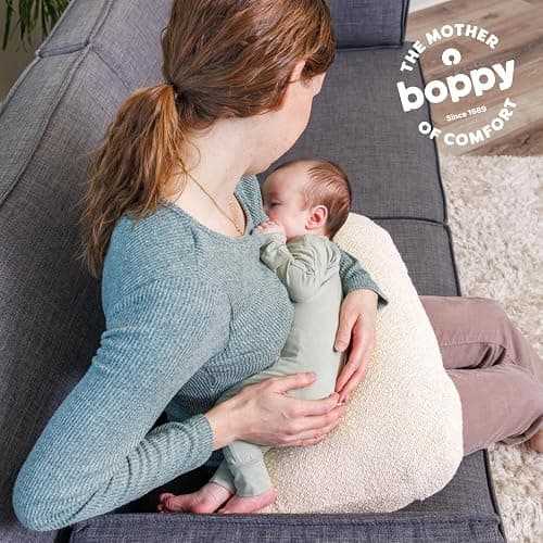 Boppy Nursing Pillow - Ergonomic Bottle & Breastfeeding Pillow with High, Firm, Large Area, Water-Repellent Cushion with Washable Cover; Baby Safety Alliance Verified - Oatmeal Boucle thumbnail 8
