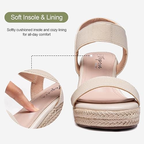 Vepose Women's Open Toe Espadrille Wedge Sandals with Ankle Strap | Dressy casual slip on platform strappy sandals , cute casual summer shoes styling for daily weddings travel thumbnail 5