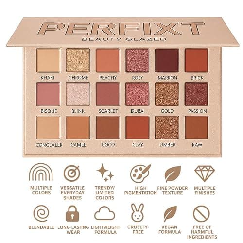 18 Color Natural Eyeshadow Palette – Soft Matte Shimmer & Glitter Finish with Built-In Concealer Shade – Ultra-pigmented Blendable Mauve Brown Nude Eyeshadow Palette, Cream Eyeshadow for Older Women thumbnail 2