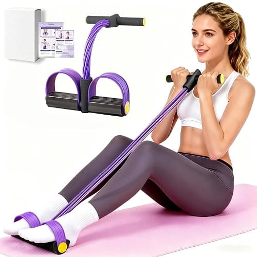 Pedal Resistance Band with Handle, Upgraded 6-Tube Exercise Bands | Natural Rubber Tension Rope, Multifunction Foot Pedal Resistance Bands for Working Out, Ab, Waist, Arm, Leg, Pilates, Yoga - Image 1