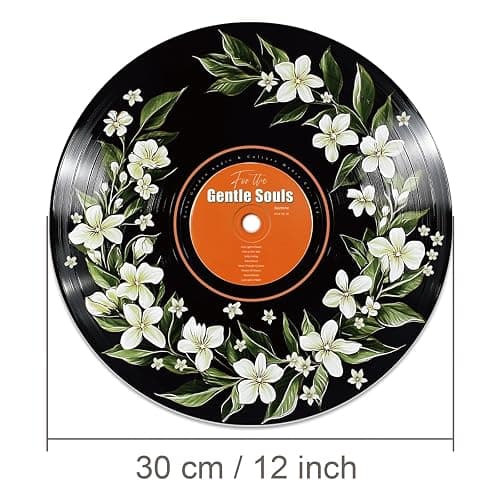 twinklemon 4 Pcs Flower & Grass Theme Vinyl Record Wall Decor, Self Adhesive Fake Music Records Album Posters, Botanical Style Music Wall Art Sticker for Grunge Room Bedroom Decorations thumbnail 2