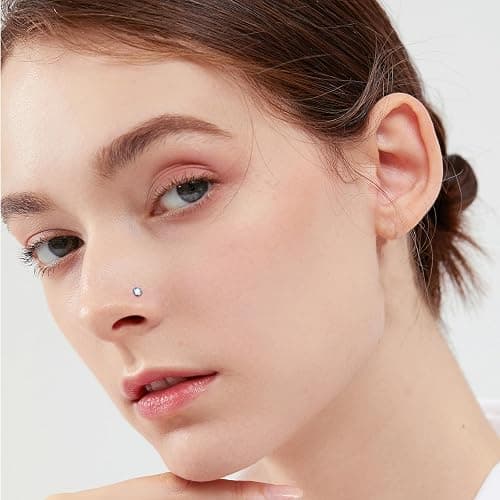 ONESING 32-55 Pcs 20G Nose Rings Hoops & Studs - L Shape, CZ, Stainless Steel Body Piercing Jewelry thumbnail 5