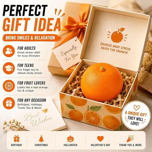 Crunchy Orange Squishy,Realistic Fruit Squeeze Stress Ball,Fast Rebound Scented Simulation Fruit Fidget Toy for Adults,Loud Crunching Sensory Relief(1pcs) thumbnail 6