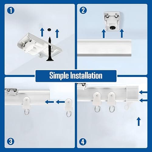 UrbanRed Flexible Bendable Ceiling Curtain Track, 16.4 ft (5 m), Mount for Rail with Curtain Tracks System, Room Divider, Curtains Rod, RV Ceiling Track for Curtains, White thumbnail 3